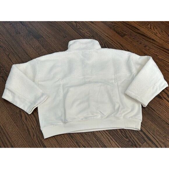 J. Crew Teddy Sweatshirt Button Front Faux Fur Sherpa Fleece BK302 White Size S - Picture 2 of 10